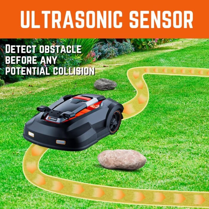 RM24PRO Robot Lawn Mower with Bluetooth App Control Ultrasonic Sensor Metal Plate 1/4 Acre 20 Degrees Slope for Small to Medium Yards - Image 3