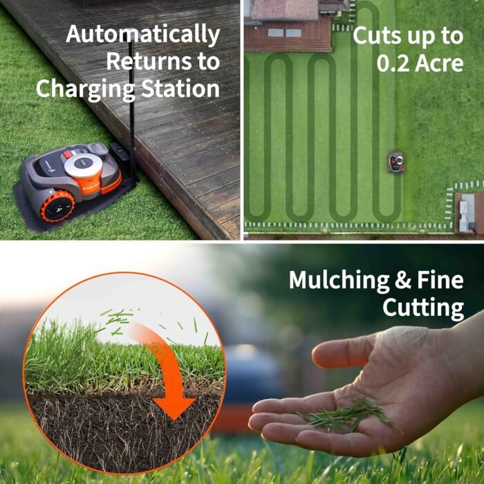Segway Navimow H800N-VF Robot Lawn Mower Perimeter Wire Free 0.20 Acre RTK+Vision Robotic Lawnmower, Virtual Boundary, Systematic Mowing, APP Control, Anti-Theft, 54dB(A) Quiet, Multi-Zone Management - Image 4