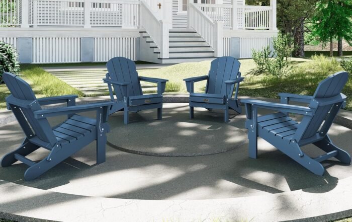 SERWALL Folding Adirondack Chairs Weather Resistant for Outdoor, Patio, Lawn, Garden, Backyard Deck, Fire Pit - Blue - Image 8