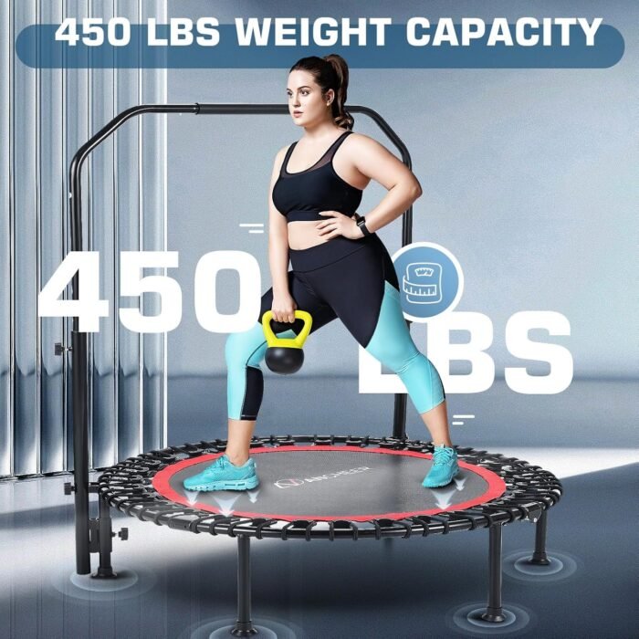 ANCHEER Mini Exercise Trampoline Foldable 40" Adjustable Trampoline Rebounder, Fitness Trampoline with Handle for Indoor/Garden/Workout Cardio, Max Load 450lbs - Image 4