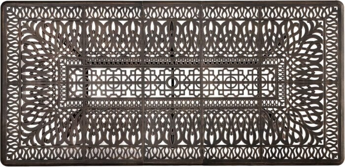 Grepatio Patio Dining Table - Outdoor Cast Aluminum Large Rectangular Table Weather-Resistant Table with 2" Umbrella Hole, People Party Lawn Backyard Garden Bronze, Blak 86.6"(L) x 59"(W) x 28.4"(H) - Image 4