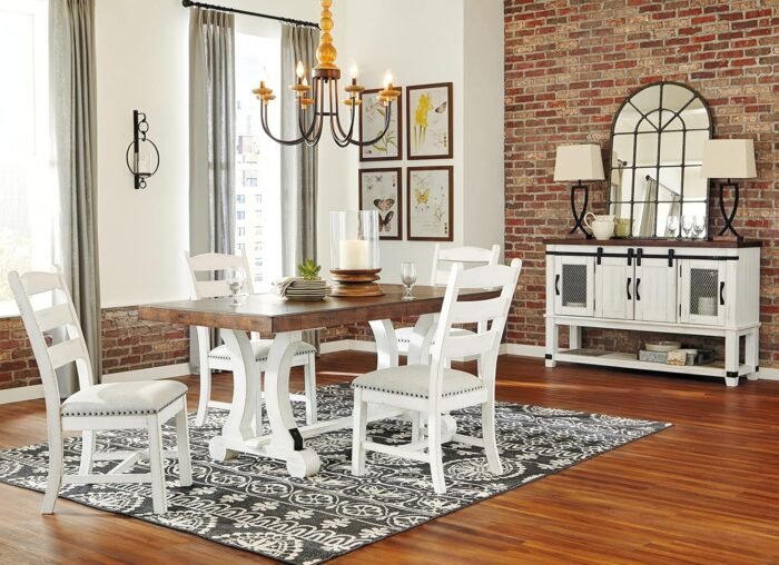 Signature Design by Ashley Valebeck Farmhouse Rectangular Extension Dining Table, Fits up to 8, White & Brown - Image 8