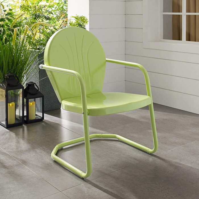 Crosley Furniture Griffith Outdoor Chair, Retro Metal Patio Chairs for Dining, Porch, Deck, Balcony, Key Lime - Image 5
