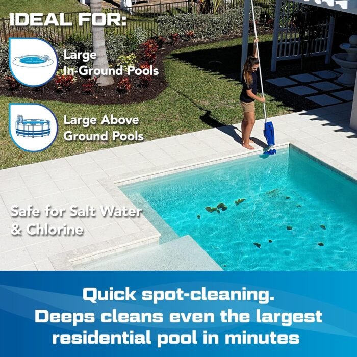 POOL BLASTER Millennium Cordless Pool Vacuum for Above Ground Pools w/Pole Set, High Capacity, Strong Suction, Handheld Rechargeable Swimming Pool Vacuum for Inground Pools, Hoseless, by Water Tech - Image 3