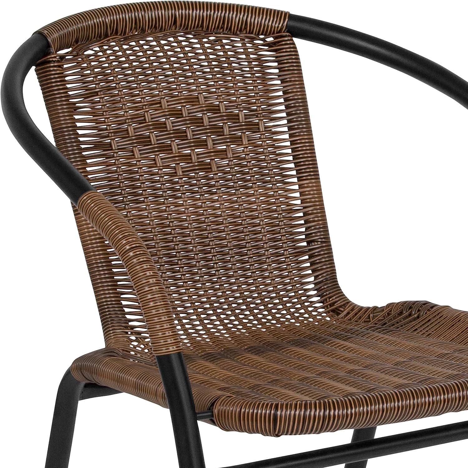 Flash Furniture Lila Modern Rattan Indoor/Outdoor Stackable Dining Chairs, Stacking Rattan Bistro Chairs for Patio or Restaurant, Set of 4, Brown - Image 11