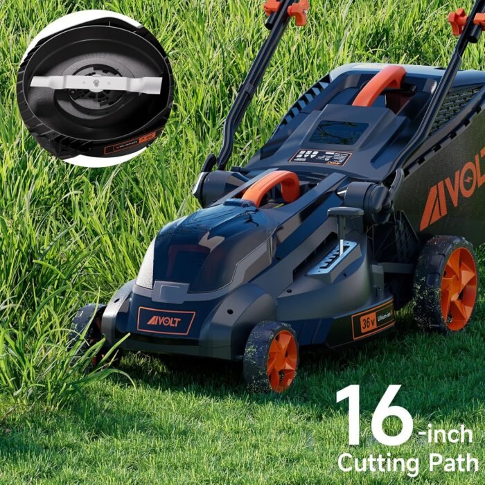 AIVOLT Cordless Lawn Mower Battery Powered 16-inch Brushless Lawn Mowers Walk-Behind Push Grass Mower with 36V 4.0Ah Battery and Charger - Image 2