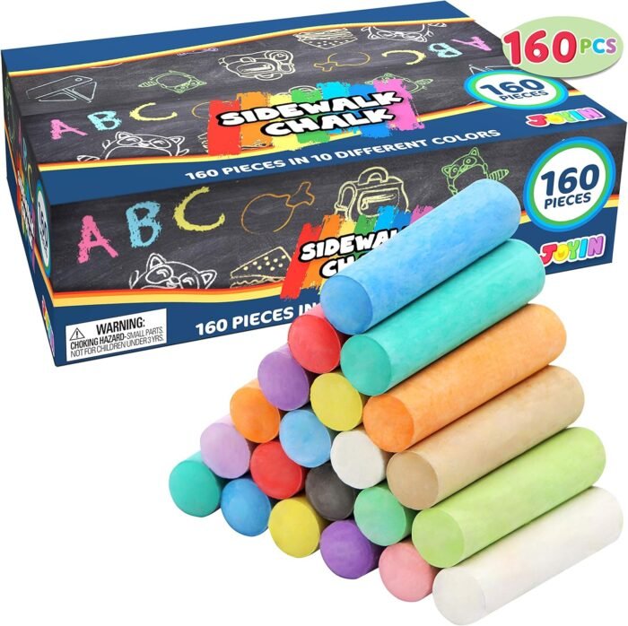 160 PCS Sidewalk Chalks Set Non-Toxic Washable Jumbo Chalk for Outdoor Art Play, Painting on Chalkboard, Blackboard and Playground - Image 7