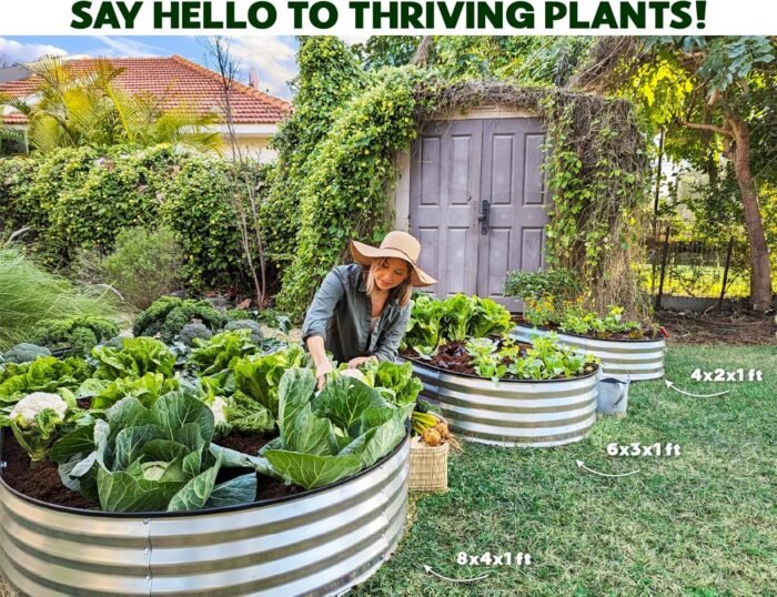 Galvanized Raised Garden Beds Outdoor // 4×2×1 ft Planter Raised Beds for Gardening, Vegetables, Flowers // Large Metal Garden Box (Silver) // Patented Tool-Free Design - Image 4