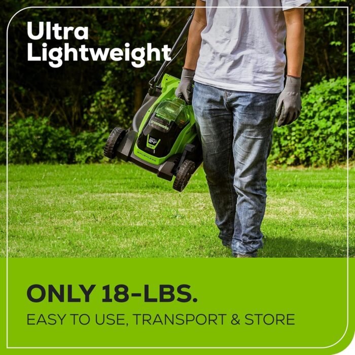 Greenworks 24V 13" Brushless Cordless (Push) Lawn Mower, 4.0Ah Battery and Charger Included - Image 5