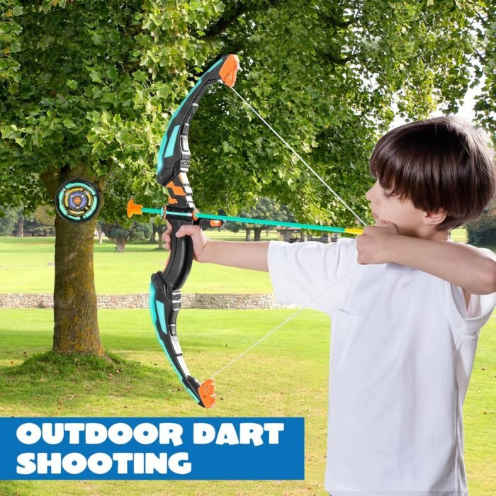 JOYIN Kids Bow and Arrow Set, LED Light Up Archery Toy Set with 9 Suction Cup Arrows, Target & Arrow Case, Indoor and Outdoor Hunting Play Gift Toys for Kids, Boys & Girls Ages 6-12 - Image 5