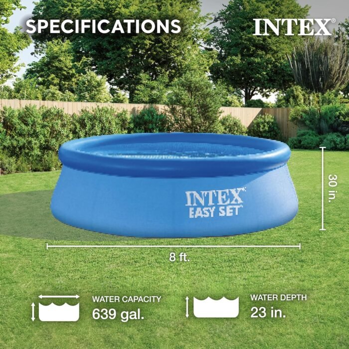 Intex 28110EH Easy Set Inflatable Swimming Pool: 8ft x 30in – Puncture-Resistant Material – Quick Inflation – 639 Gallon Capacity – 23in Water Depth - Image 2