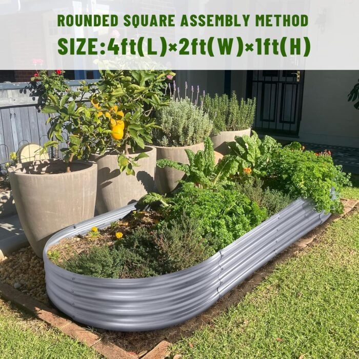 Land Guard Galvanized Raised Garden Bed Kit, Galvanized Planter Garden Boxes Outdoor, Oval Large Metal for Vegetables………… - Image 3