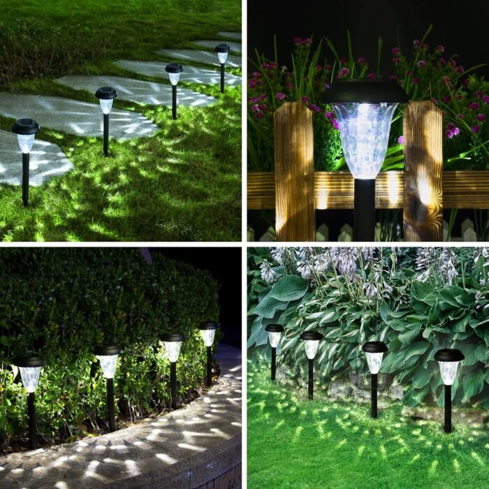GIGALUMI 12 Pack Solar Lights Outdoor Waterproof, Cool White Pathway Lights Solar Powered, Landscape Lighting, Solar Grden Lights for Decor, Patio, Garden, Yard, Pathways, Walkways - Image 3