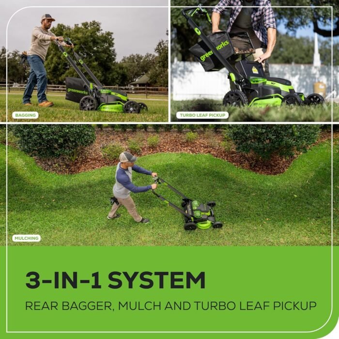 Greenworks 80V 25" Brushless Cordless (Self-Propelled) Dual Blade Lawn Mower (LED Headlight + Aluminum Handles), 4.0Ah Battery and Rapid Charger Included - Image 7