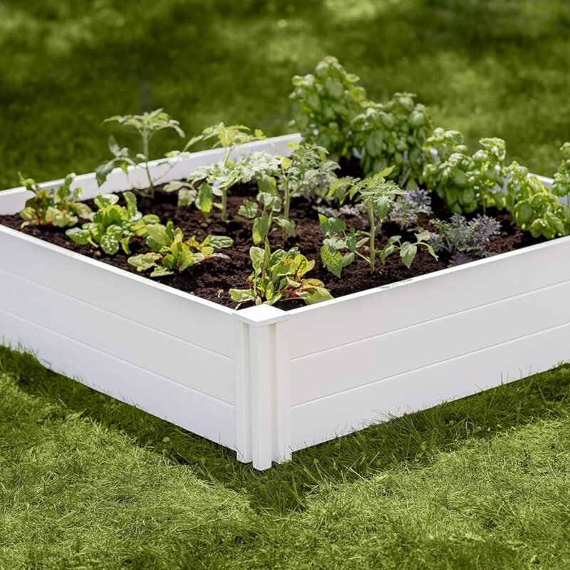 Vita Classic 4'X4'x11 Vinyl Raised, White VT17108 x 4ft Modular Garden Bed, 11" H