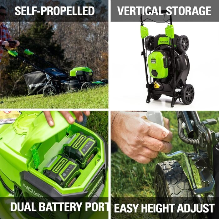 Greenworks 40V 21" Brushless Cordless (Self-Propelled) Lawn Mower (75+ Compatible Tools), 5.0Ah Battery and Charger Included - Image 4