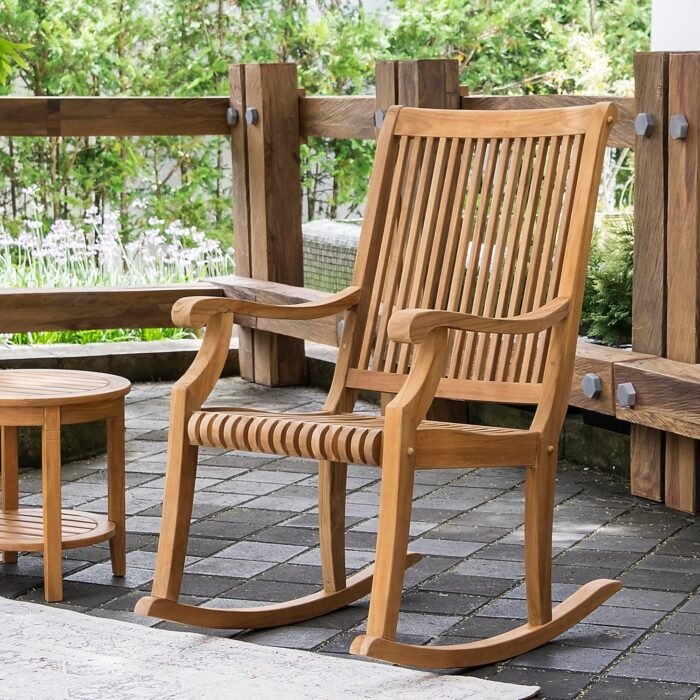 Cambridge Casual Mosko Teak Wood 3 Piece Patio Rocking Conversation Set - Image 4