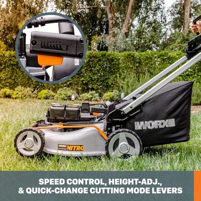 Worx Nitro 80V Cordless Self-Propelled Lawn Mower, Powerful Battery Lawn Mower with Brushless Motor, 3-in-1 Cordless Lawn Mower WG761 PowerShare Pro - 2 Batteries & Basecamp Charger Included - Image 3