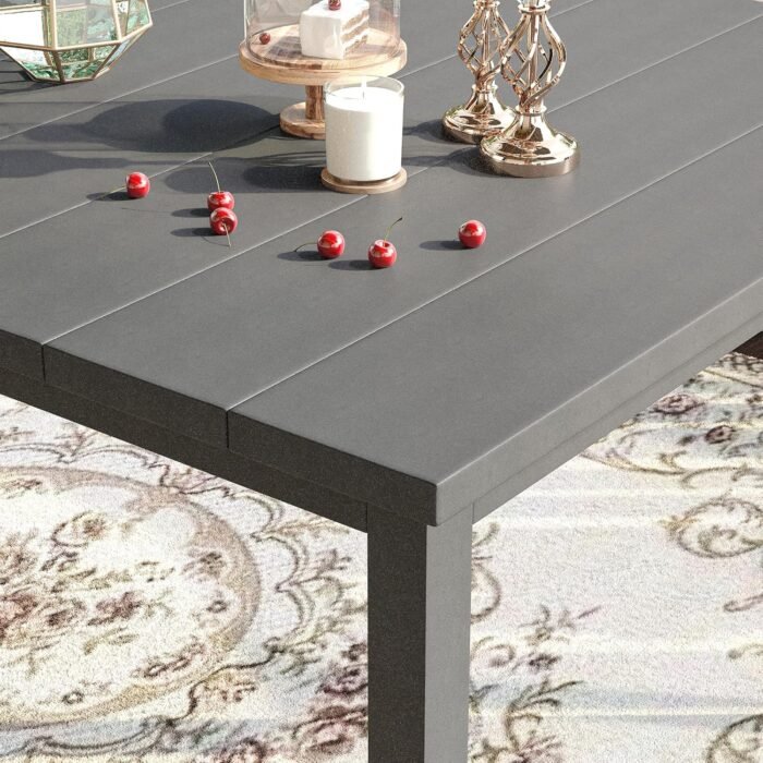 VICLLAX 40.2" Square Patio Dining Table for 4, Outdoor Table with Umbrella Hole, All Weather Metal Patio Table for Lawn Garden, Grey Tabletop - Image 5