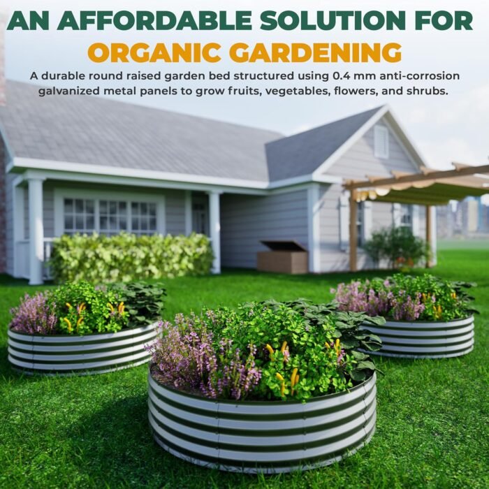 Utopia Home 2x2x1ft Galvanized Raised Garden Bed, Round Metal Planter Box Small 2 ft Diameter, Deep Raised Garden Beds Outdoor Metal Raised Bed for Gardening Vegetables & Flowers - Image 5