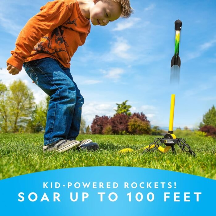NATIONAL GEOGRAPHIC Air Rocket Toy – Ultimate LED Rocket Launcher for Kids, Jump and Launch The Light Up, Air Powered, Foam Tipped Rockets up to 100 Feet - Image 2