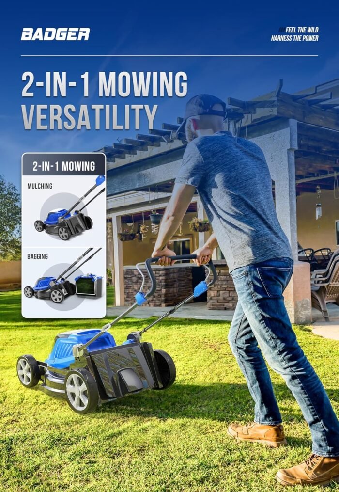 Lawn Mower 40V Brushless 16" Cordless, 5 Cutting Height Adjustments, Electric Lawn Mower, Quickly Folding Within 5’s, 20V*2 4.0AH Battery and Super Charger Included. - Image 4