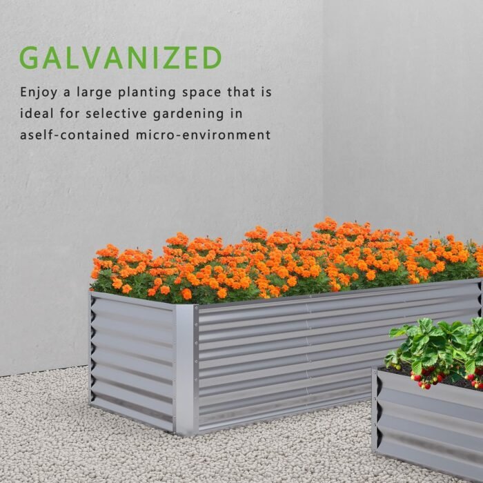 8x2x2FT Galvanized Raised Garden Bed,Planter Raised Beds-Metal Garden Box,Large Plant for Outdoor Planting, Vegetables Bed，Flower,herb-Sliver - Image 6