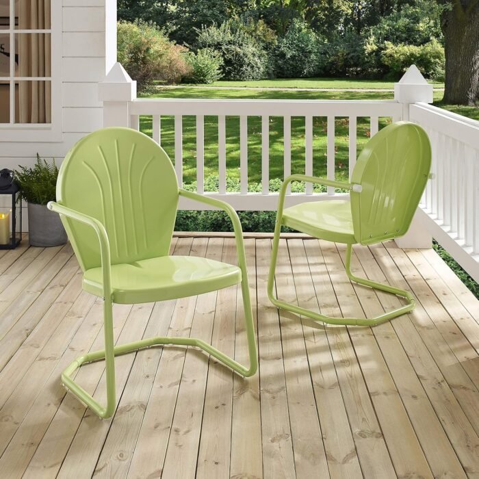 Crosley Furniture Griffith Outdoor Chair, Retro Metal Patio Chairs for Dining, Porch, Deck, Balcony, Key Lime - Image 10