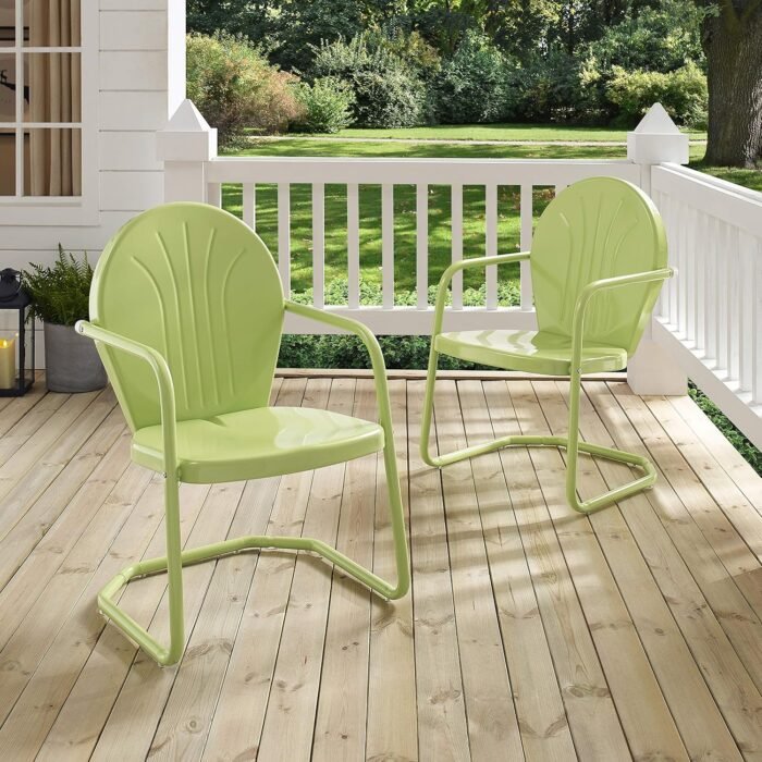 Crosley Furniture Griffith Outdoor Chair, Retro Metal Patio Chairs for Dining, Porch, Deck, Balcony, Key Lime - Image 9