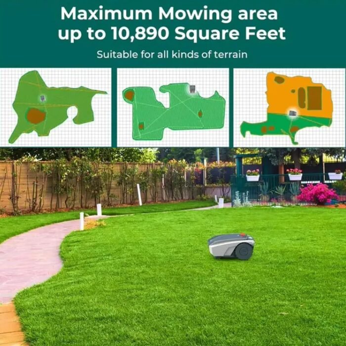 Mowing Robot, Automatic Lawn Mower, APP Controlled, Self-Charging Robotic Lawn Mowers, with Optical Navigation, Obstacle Avoidance - Image 3