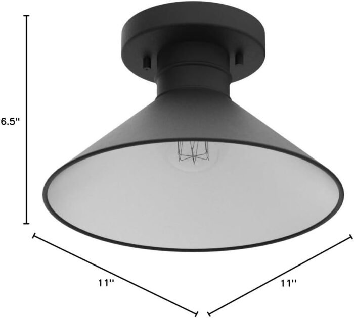 Westinghouse 6112900 Watts Creek 11 Inch Rustic/Arts & Crafts One-Light Outdoor Semi Flush Mount Ceiling Light, Dark Sky Friendly, Textured Black Finish - Image 8