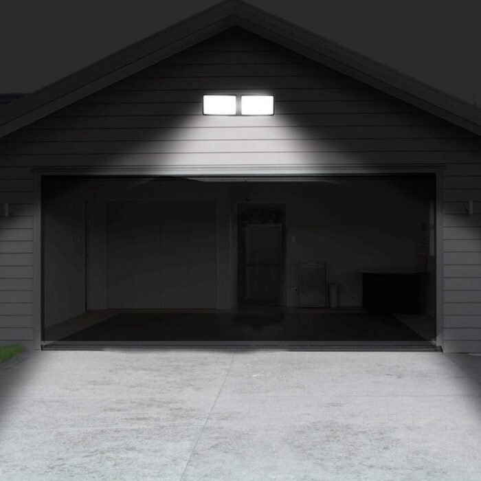 FAGUANGAO Dusk to Dawn LED Security Light,18W Plug in Flood Light Outdoor,5000k Daylight,1600lm, IP55 Waterproof,Adjustable 2 Heads Wall Light for Garage, Porch, Yard, Black - Image 7