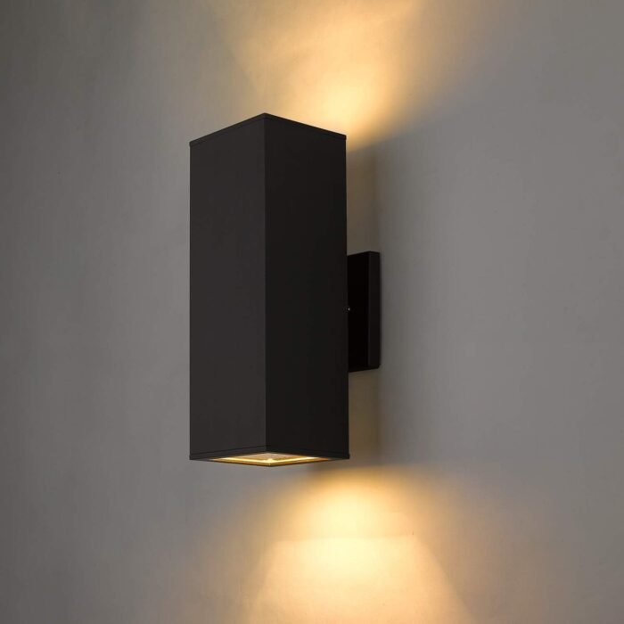harriet Outdoor Wall Lights, Modern Outdoor Wall Sconces Aluminum Waterproof, 13" Rectangular Porch Light Up and Down Lighting for Outdoor Wall Mount, Black, Set of 2 - Image 7