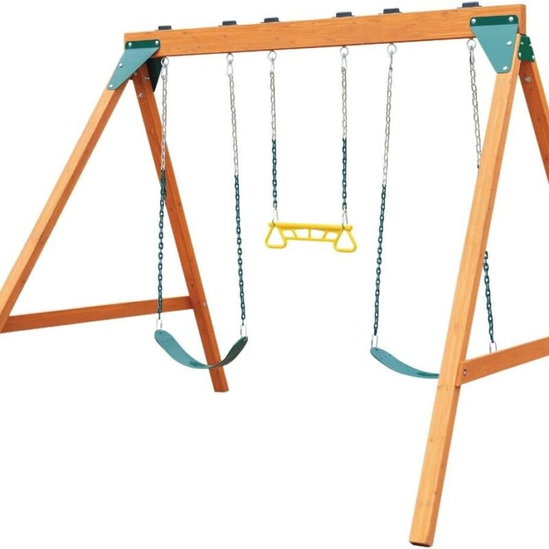 Swing-N-Slide PB 8360 Ranger Wooden Swing Set with Swings, Brown (Amazon Exclusive)