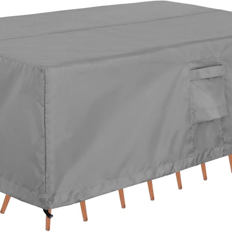 OutdoorLines Outdoor Waterproof Patio Table Furniture Set Covers - Rectangle Couch Sectional Cover Outside Weatherproof Patio Furniture Covering for Deck, Lawn and Backyard 110"L x 84"W x 28"H, Grey