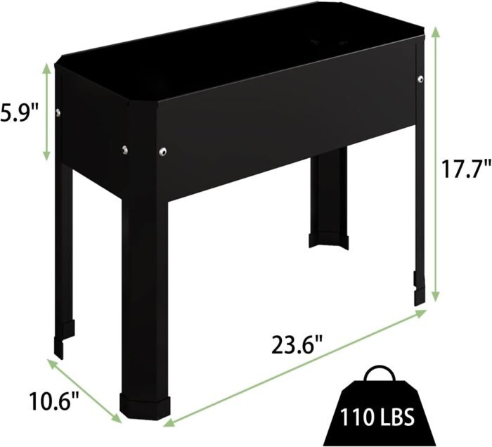 Raised Garden Bed with Detachable Legs Elevated Metal Planter Box for Growing Fresh Herbs Vegetables Flowers Succulents&Other Plants for Outdoor Backyard Patio Deck Balcony Black S - Image 2
