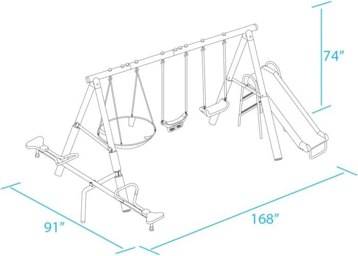 XDP Recreation Free N' Swing Swing Set, Gray, 91"D x 168"W x 74"H - Image 3