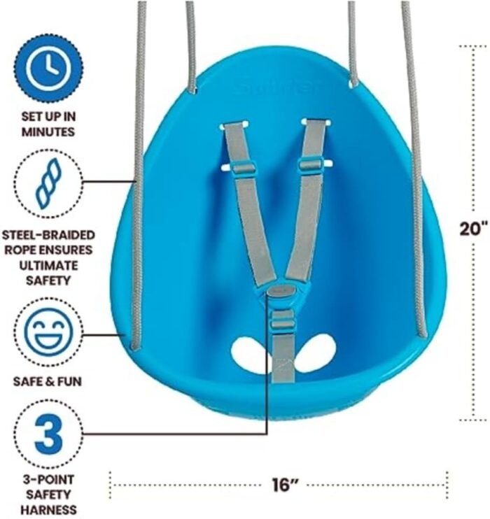 Swurfer Coconut Toddler Swing – Comfy Baby Swing Outdoor, 3- Point Adjustable Safety Harness, Secure, Safe Quick Click Locking System, Blister-Free Rope, Easy Installation, Ages 6-36 Months - Image 5