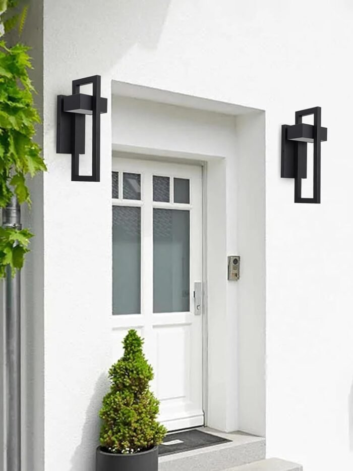 LamQee Outdoor Wall Lights Modern Exterior Lighting Fixtures, 3000K Integrated LED Outdoor Wall Sconce Lighting 2 Packs, Matte Black Outside Wall Mount Lights for House Front Door Porch Garage Patio - Image 8
