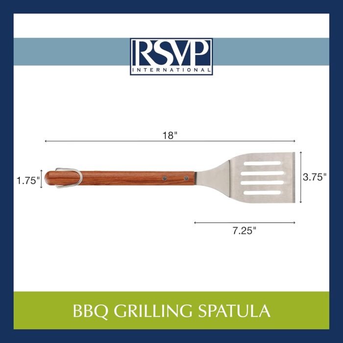 RSVP International Endurance BBQ Grill Spatula Flipper, 18" | Flip Burgers & Other Food w/ Long Handle that Keeps Hands Safe from Fire | Made from Stainless Steel & Rosewood - Image 3