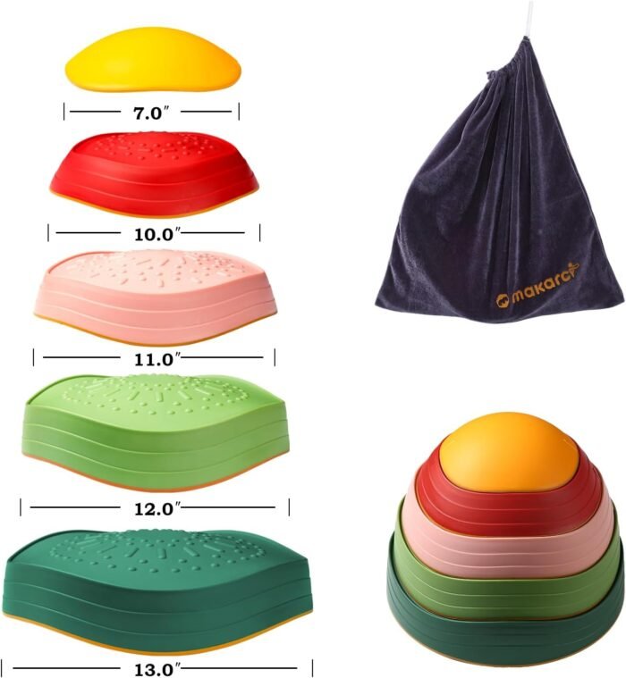 makarci Balance stepping stones for kids, non-slip toddlers sensory toys outdoor or indoor play, promoting motor skills and confidence, Obstacle Course Coordination Game Toys for children age 3 4 5 6 7+ - Image 3
