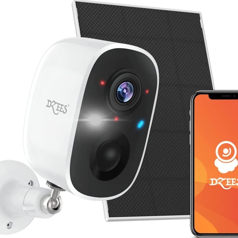 Dzees Solar Powered Security Cameras Wireless Outdoor WiFi, 2K Color Night Vision Outdoor Camera, Wireless Home Security Cameras System with Solar Panel, Spotlight/Alarm, AI Detection, 2-Way Talk
