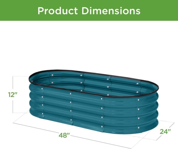 Best Choice Products 4x2x1ft Outdoor Metal Raised Garden Bed, Oval Deep Root Planter Box for Vegetables, Flowers, Herbs, and Succulents w/ 51 Gallon Capacity, Rubber Edge Guard - Peacock Blue - Image 7