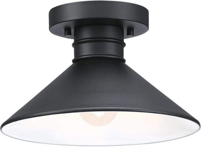 Westinghouse 6112900 Watts Creek 11 Inch Rustic/Arts & Crafts One-Light Outdoor Semi Flush Mount Ceiling Light, Dark Sky Friendly, Textured Black Finish