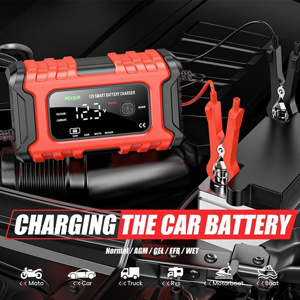 Car Battery Charger 12V Automotive, 6-Amp Fully Automatic Smart Charger, Trickle Charger and Maintainer, Car Battery Repair and Desulfator for Cars Boat Motorcycle Lawn Mower RV ATV SUV Snowmobile - Image 3