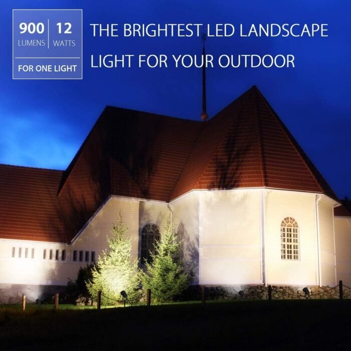 SUNVIE Outdoor Landscape LED Lighting 12W Waterproof Garden Lights COB Led Spotlights with Spiked Stand for Lawn Decorative Lamp US 3- Plug 3000K Warm White (2 Packs) - Image 6