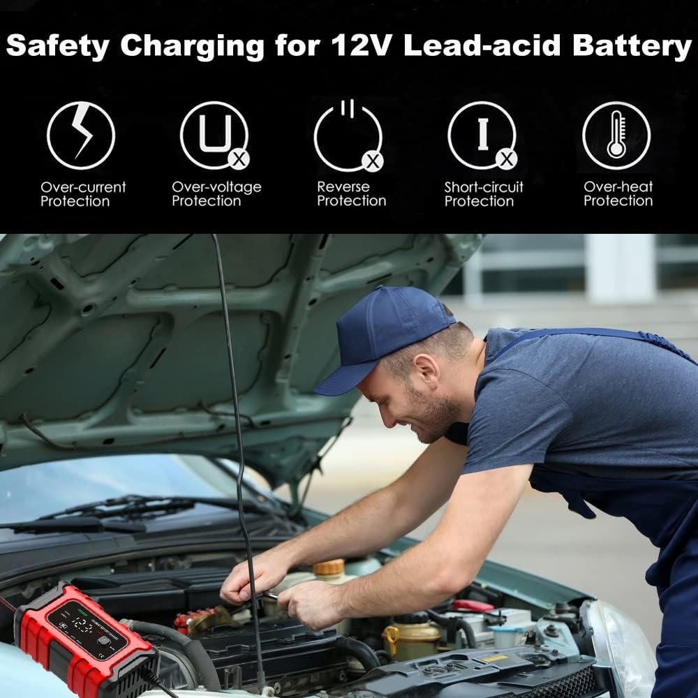 Car Battery Charger 12V Automotive, 6-Amp Fully Automatic Smart Charger, Trickle Charger and Maintainer, Car Battery Repair and Desulfator for Cars Boat Motorcycle Lawn Mower RV ATV SUV Snowmobile - Image 5