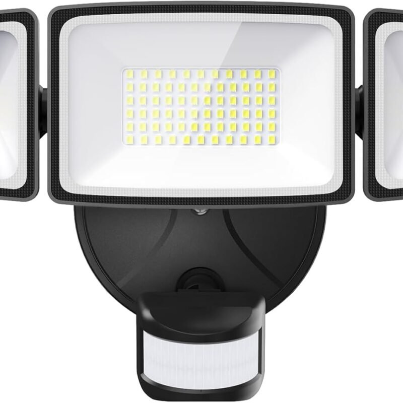 Onforu 65W LED Security Lights Motion Sensor Light Outdoor, 6500LM, 6500K, IP65 Waterproof, Flood Light Outdoor Motion Detector with Adjustable 3 Head, Hardwired Wall Light for Entryway, Yard, Garage