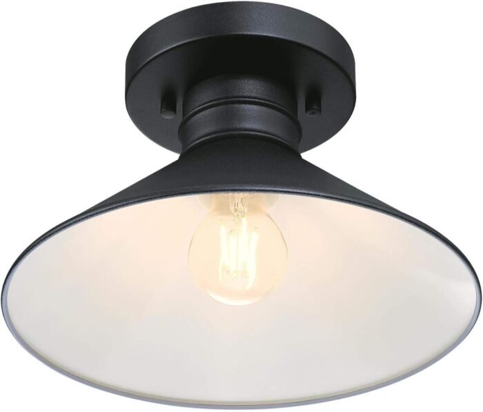Westinghouse 6112900 Watts Creek 11 Inch Rustic/Arts & Crafts One-Light Outdoor Semi Flush Mount Ceiling Light, Dark Sky Friendly, Textured Black Finish - Image 3