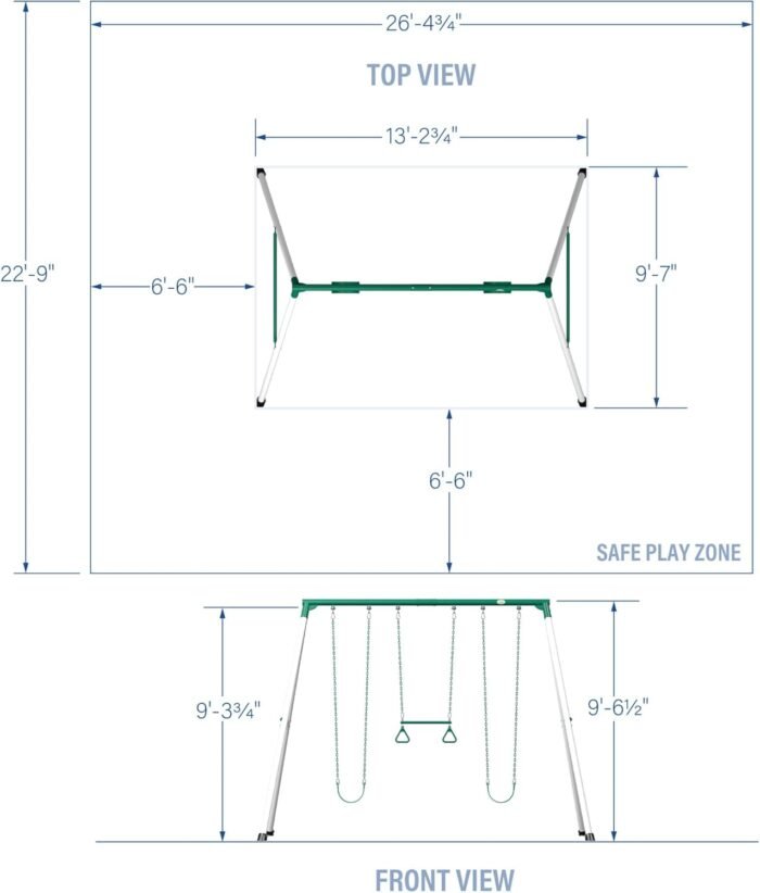 Backyard Discover Big Brutus Metal Swing Set, 10 Ft Tall, 2 Belt Swings, Trapeze Bar, Heavy Duty, Thick, Powder Coated Steel, Weather Resistant, Easy to Assemble - Image 3